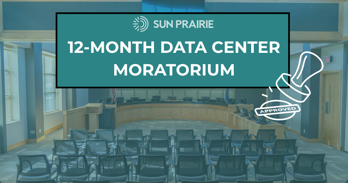 12-month data center moratorium approved on September 1, 2026.