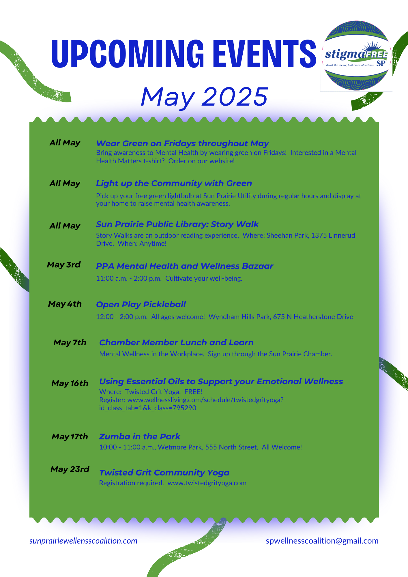 Stigma Free SP Calendar of Events 2025