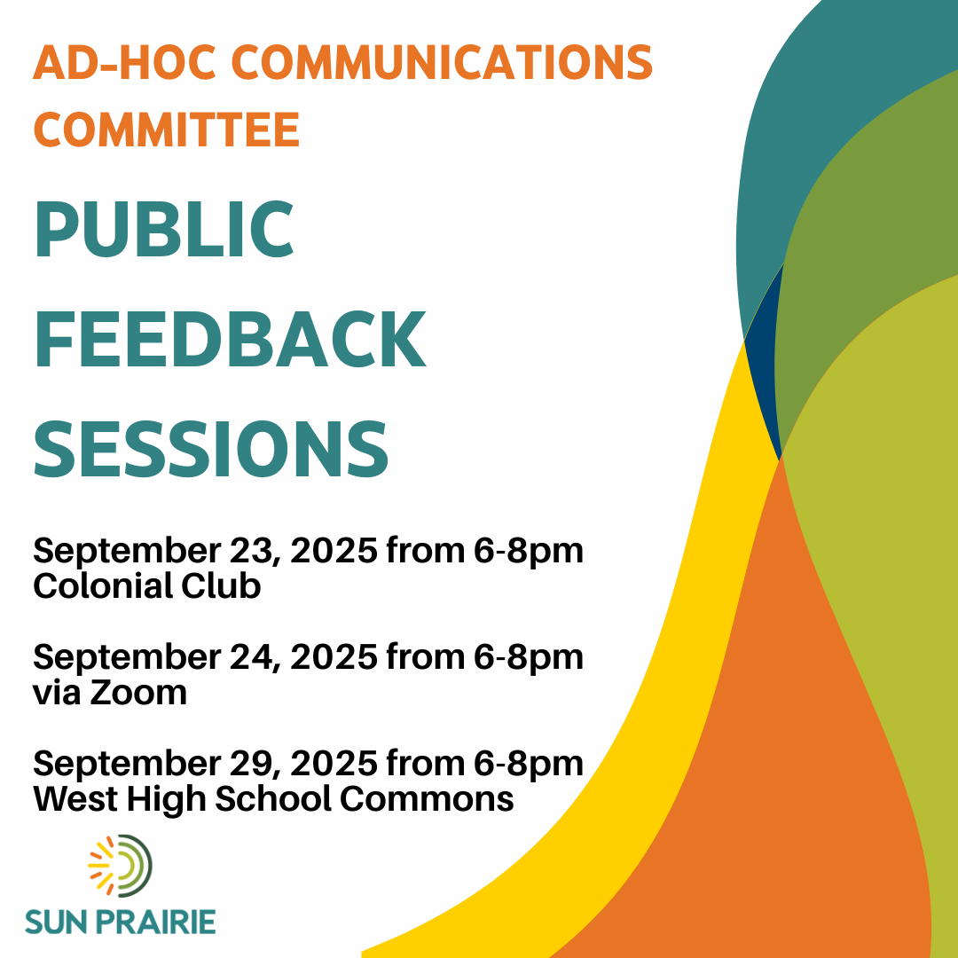 Public Feedback Sessions with the following text: o September 23, 2025 from 6-8pm at Colonial Club  