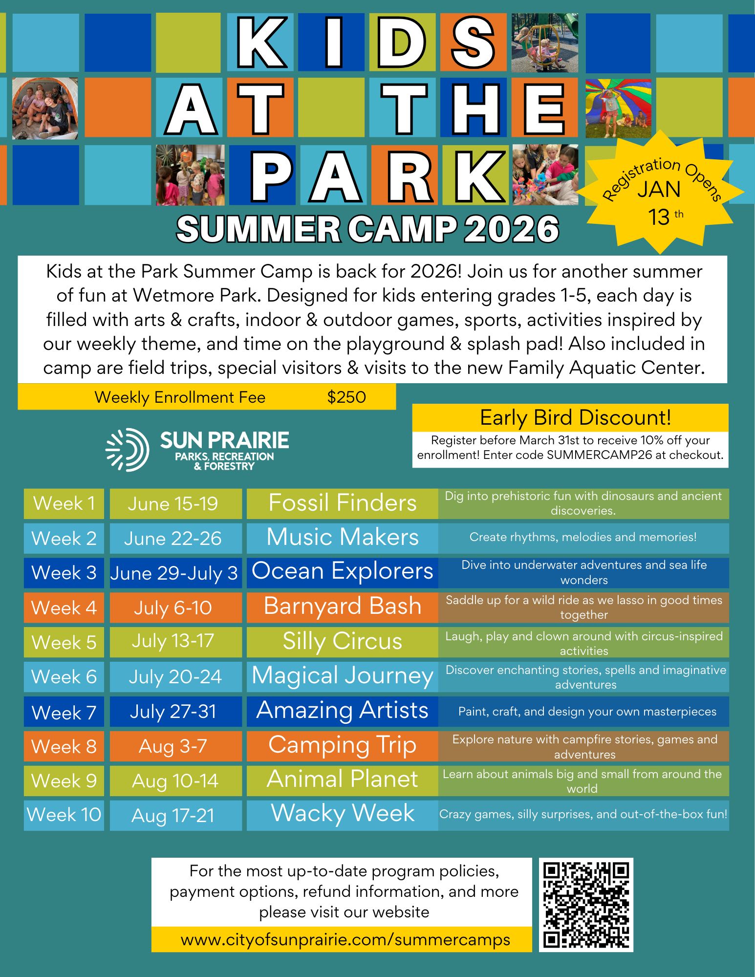 Kids at the Park Summer Camp flyer